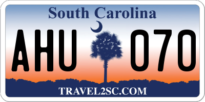 SC license plate AHU070