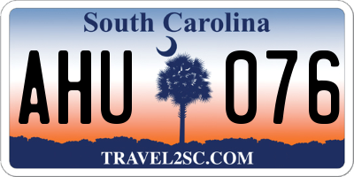 SC license plate AHU076
