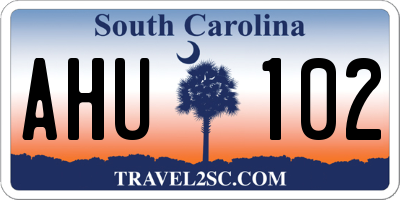 SC license plate AHU102