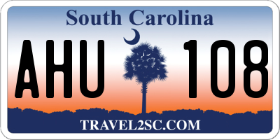 SC license plate AHU108