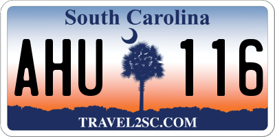 SC license plate AHU116