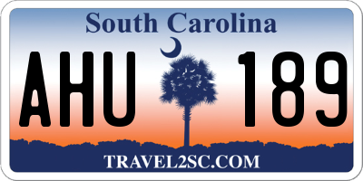 SC license plate AHU189