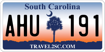 SC license plate AHU191