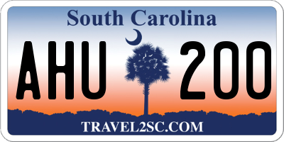 SC license plate AHU200