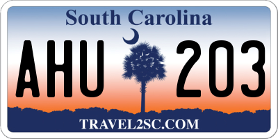 SC license plate AHU203