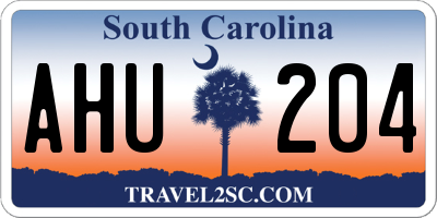 SC license plate AHU204