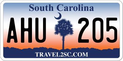 SC license plate AHU205