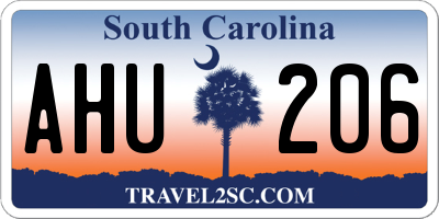SC license plate AHU206