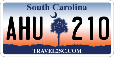 SC license plate AHU210
