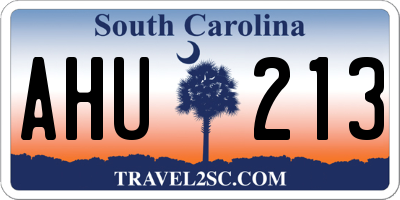SC license plate AHU213