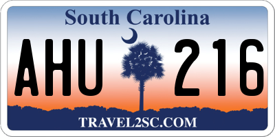 SC license plate AHU216