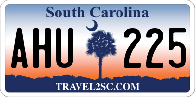 SC license plate AHU225