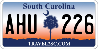 SC license plate AHU226