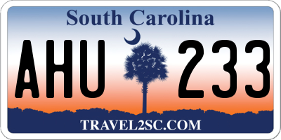 SC license plate AHU233