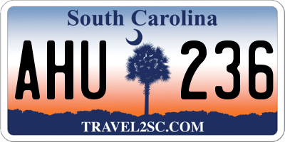 SC license plate AHU236