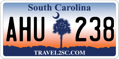 SC license plate AHU238