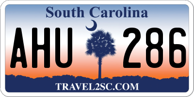 SC license plate AHU286