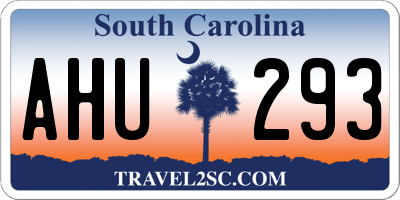 SC license plate AHU293
