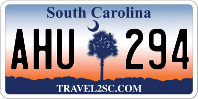 SC license plate AHU294