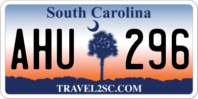 SC license plate AHU296