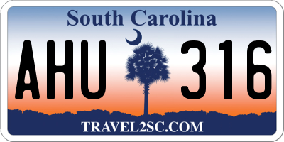 SC license plate AHU316