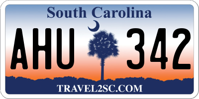 SC license plate AHU342