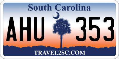 SC license plate AHU353