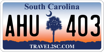 SC license plate AHU403