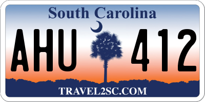 SC license plate AHU412