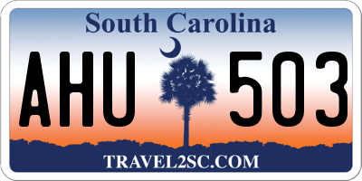 SC license plate AHU503