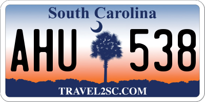 SC license plate AHU538