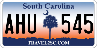 SC license plate AHU545