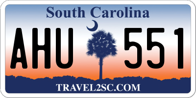 SC license plate AHU551