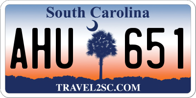 SC license plate AHU651