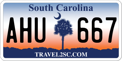 SC license plate AHU667