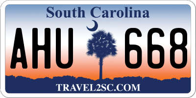 SC license plate AHU668