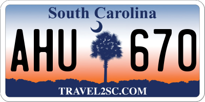 SC license plate AHU670