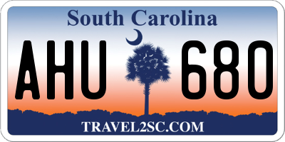 SC license plate AHU680