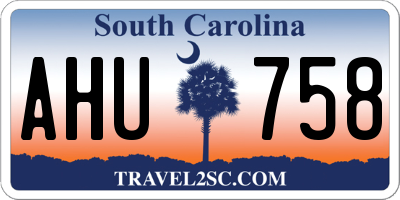 SC license plate AHU758