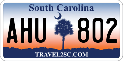 SC license plate AHU802