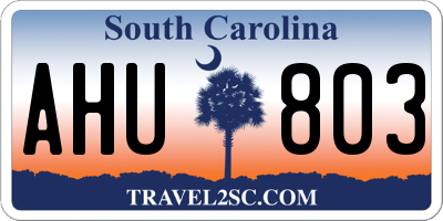 SC license plate AHU803