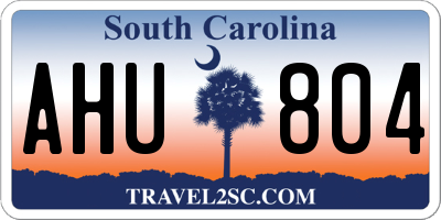 SC license plate AHU804