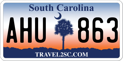 SC license plate AHU863