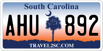 SC license plate AHU892
