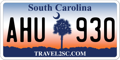SC license plate AHU930