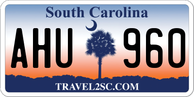 SC license plate AHU960