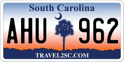 SC license plate AHU962