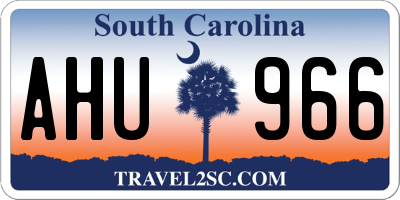 SC license plate AHU966