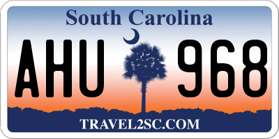 SC license plate AHU968