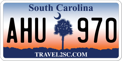SC license plate AHU970